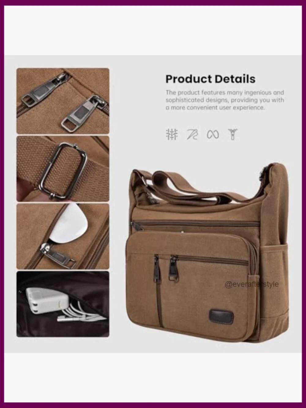 Canvas Vintage Messenger Bag Satchel Crossbody Travel Shoulder Bag Multiple